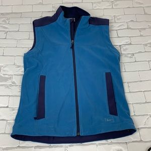 Arei Fleece Zip up vest Light blue/navy Pockets Size Small. Pockets